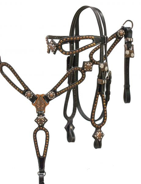 Tear Drop Copper Headstall Set headstall set Shiloh   