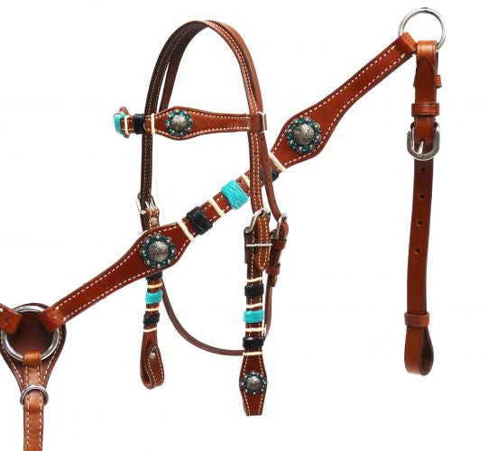Braided Turquoise Rawhide Headstall Set Western Saddles & Tack Shiloh   