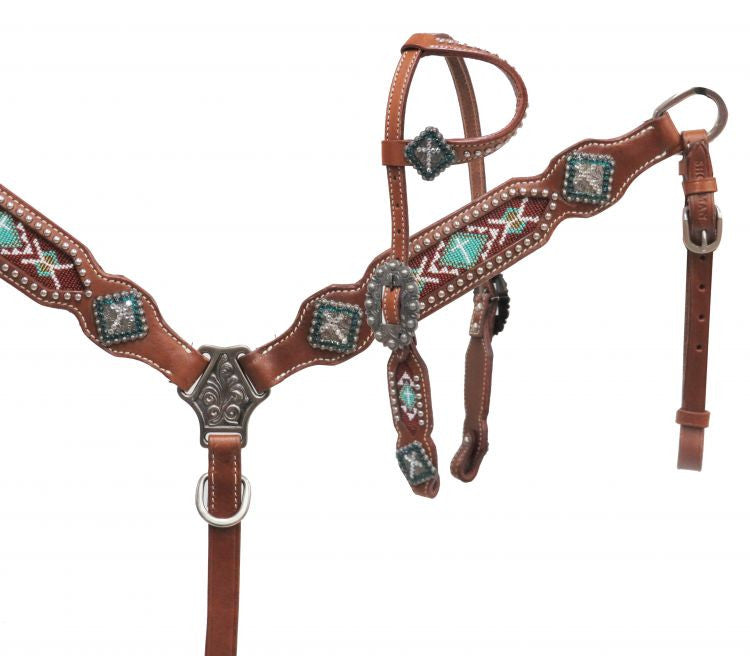 PONY Teal Beaded Headstall Set  The Cinchy Cowgirl   