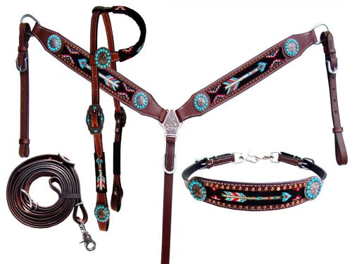 Beaded Arrow 4 Piece Headstall Set headstall set Shiloh   