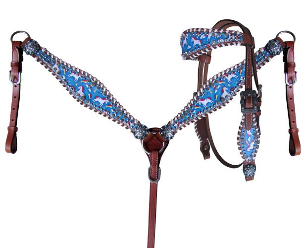 PONY Rainbow Unicorn Headstall Set headstall set Shiloh   