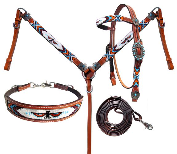 Thunderbird Beaded Headstall Set headstall set Shiloh   