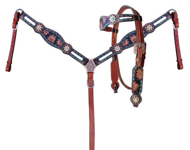 Sunflower Buckstitch Headstall Set headstall set Shiloh   