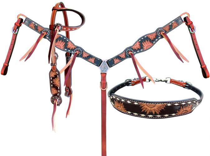 Sunflower Tassel 3 Piece Headstall Set headstall set Shiloh   