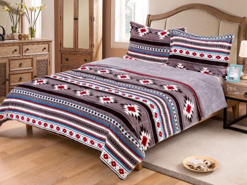 Queen Size Borrego Comforter Set comforter Shiloh Gray & Red  