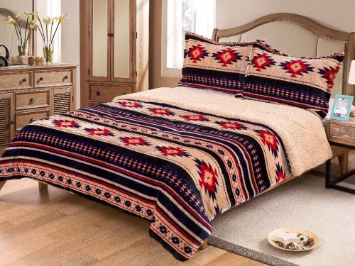 Queen Size Borrego Comforter Set comforter Shiloh Tan & Navy  