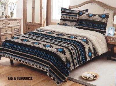Queen Size Borrego Comforter Set comforter Shiloh Tan & Turquoise  