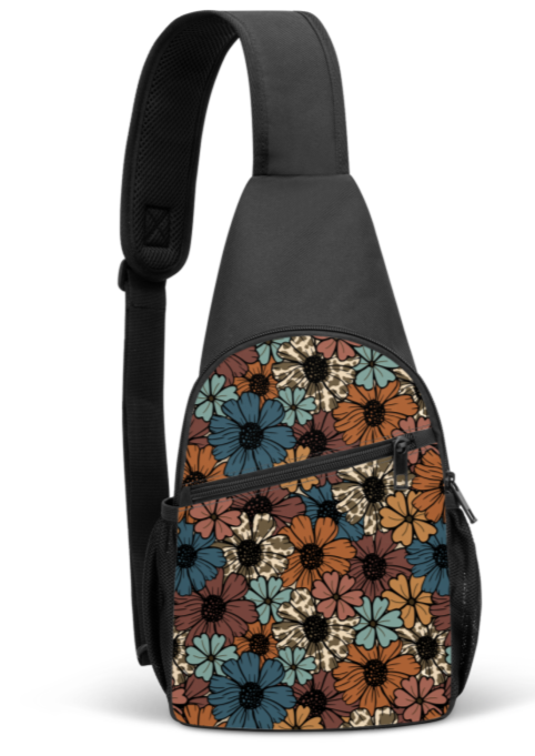 Retro Floral Cow Sling Bag sling bag The Cinchy Cowgirl   