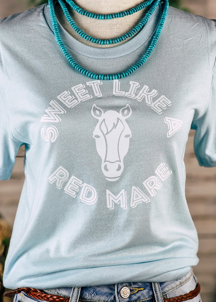 Ice Blue Sweet Like A Red Mare Short Sleeve Graphic Tee tcc graphic tee The Cinchy Cowgirl   