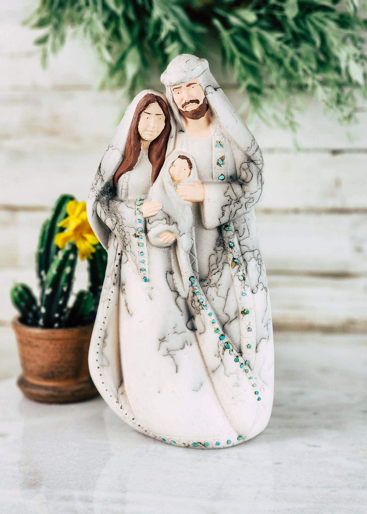 3-in-1 Horse Hair Pottery Nativity Set with Turquoise Horse Hair Pottery Mike Tarter   