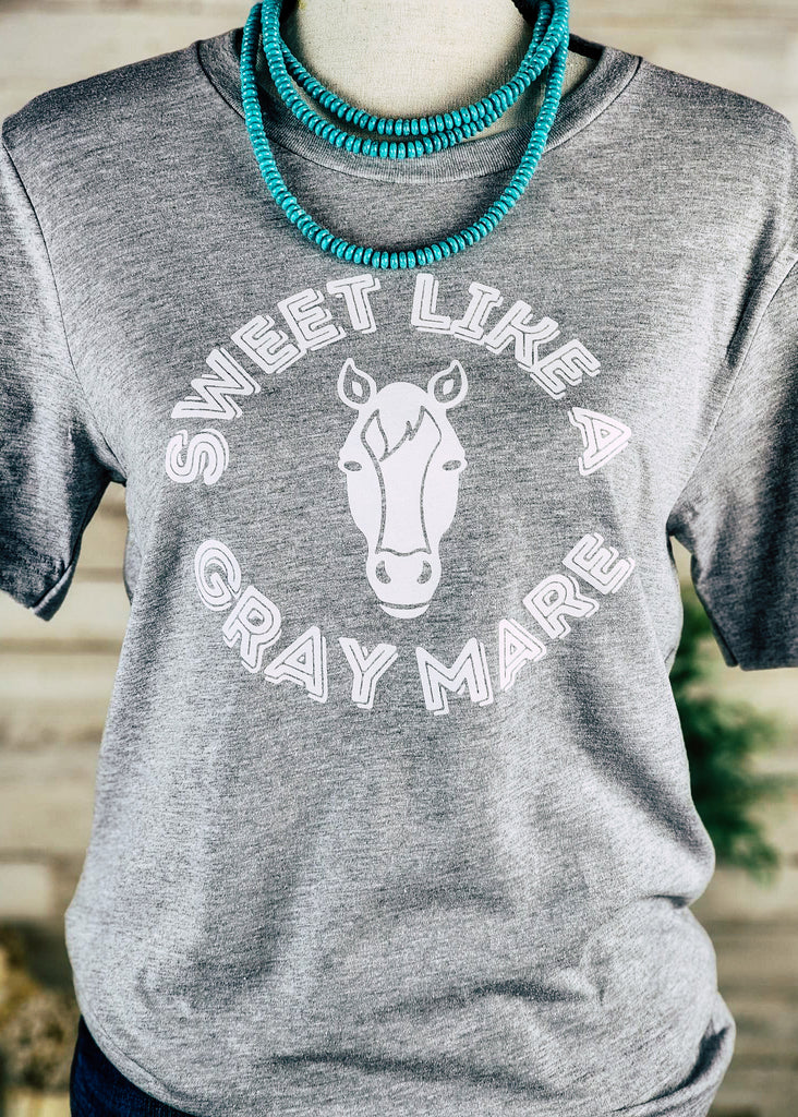 Heather Grey Sweet Like A Gray Mare Short Sleeve Graphic Tee tcc graphic tee The Cinchy Cowgirl   