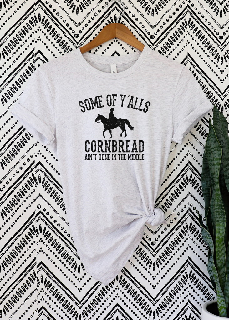 Y'alls Cornbread Short Sleeve Tee [4 colors] tcc graphic tee - $19.99 The Cinchy Cowgirl Small Ash 