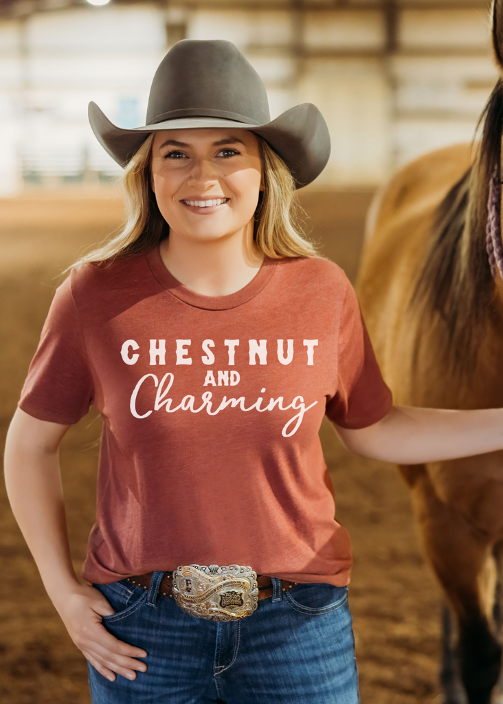 Heather Clay Chestnut & Charming Short Sleeve Tee Horse Color Shirt Printify XS  