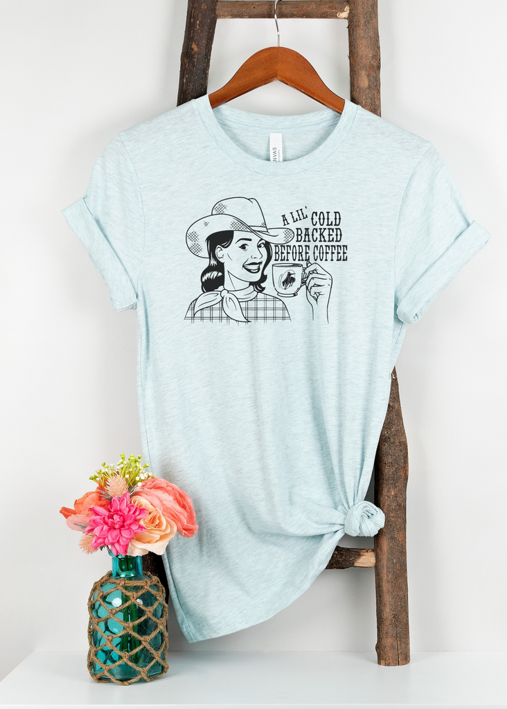 Ice Blue A Little Cold Backed Short Sleeve Tee tcc graphic tee - $19.99 The Cinchy Cowgirl   