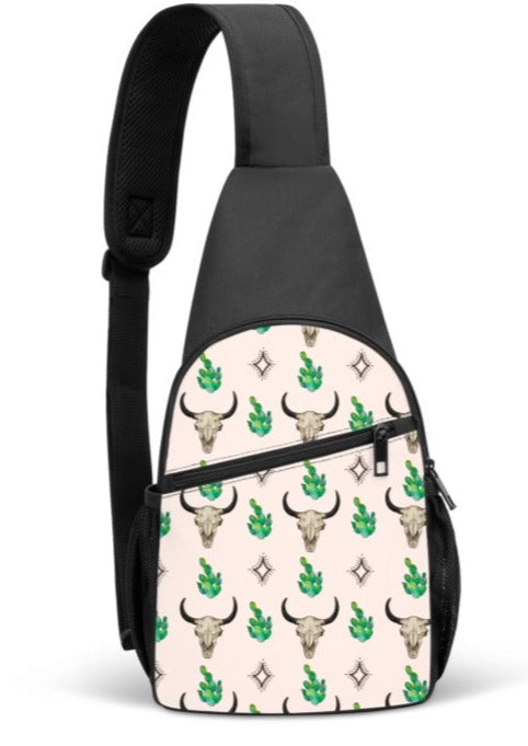 Skull, Cactus, Aztec Sling Bag