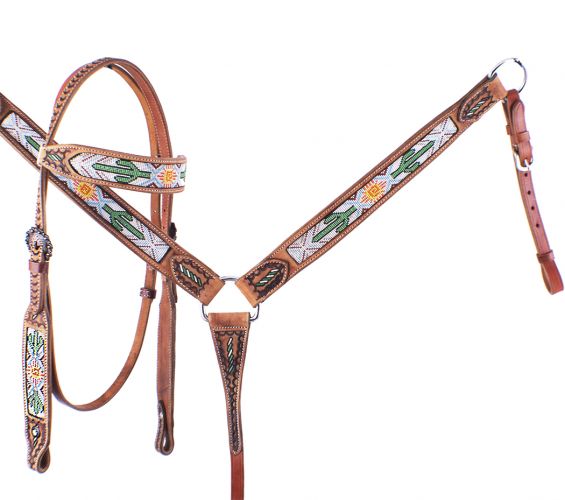 Cactus Beaded Headstall Set headstall set Shiloh   