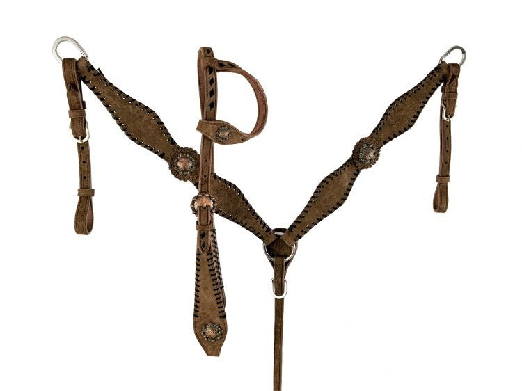 Chocolate Rough Out Headstall Set Western Saddles & Tack Shiloh   