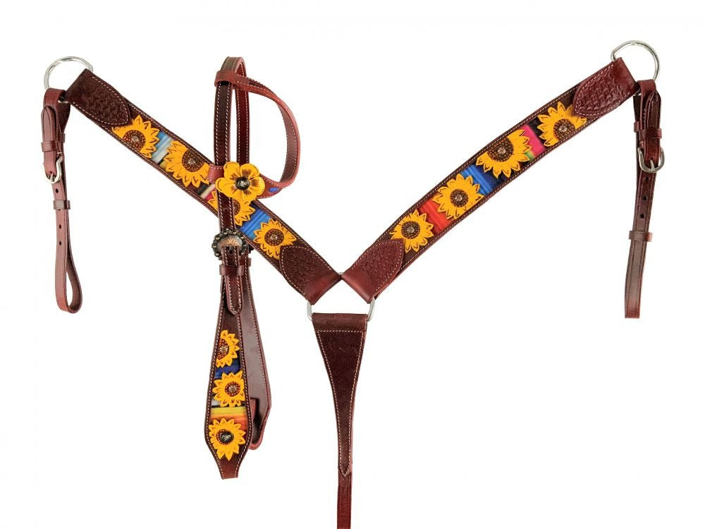 Serape & Sunflowers Headstall Set Western Saddles & Tack Shiloh   