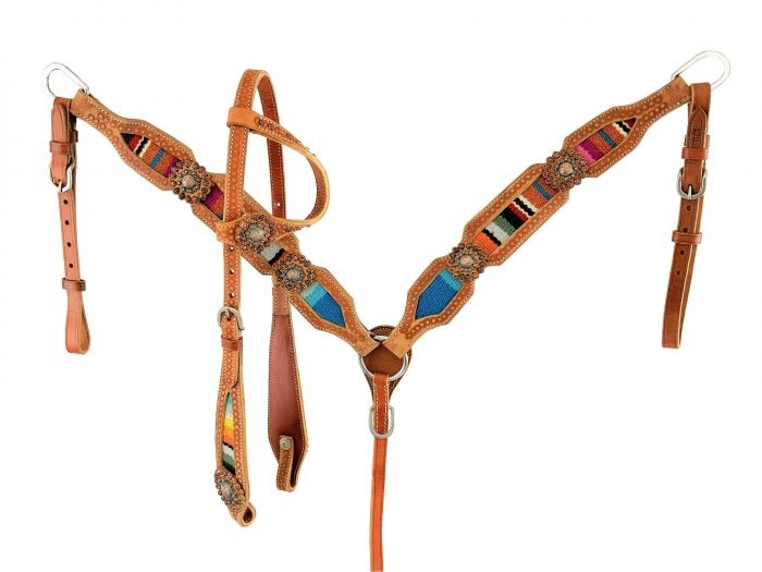 Serape Inlay Headstall Set Western Saddles & Tack Shiloh   