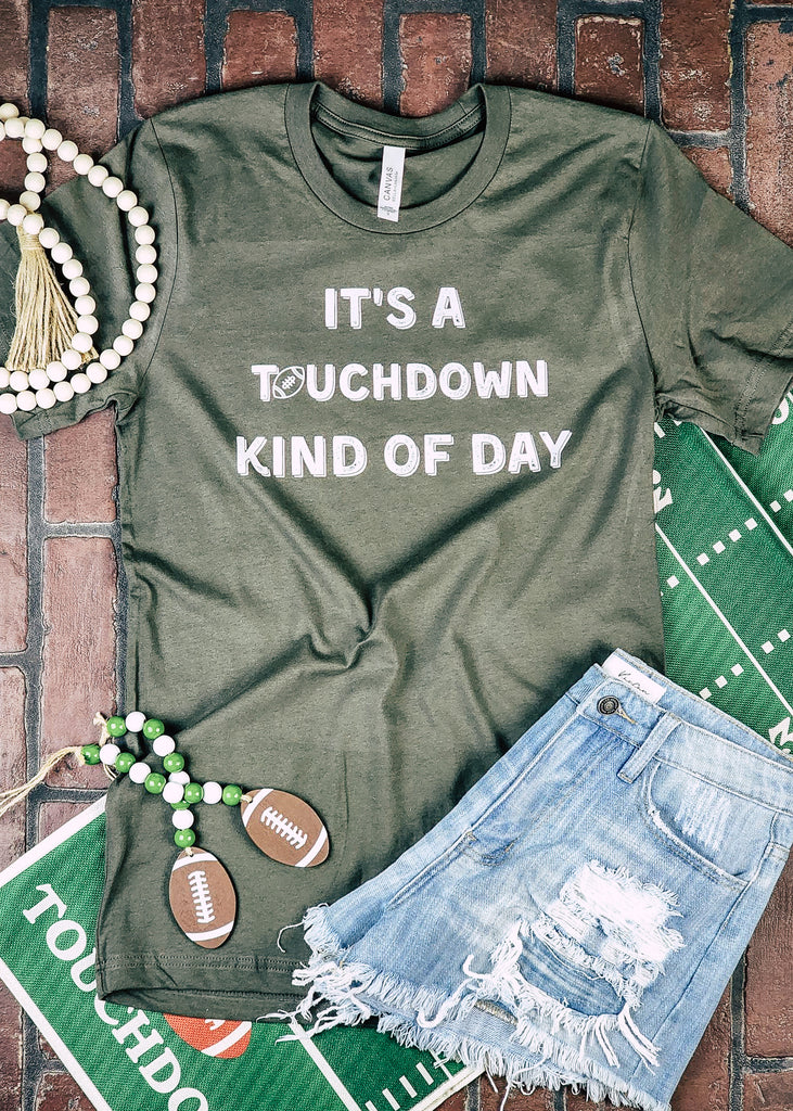 Army Green Touchdown Kind Of Day Short Sleeve Graphic Tee tcc graphic tee The Cinchy Cowgirl   