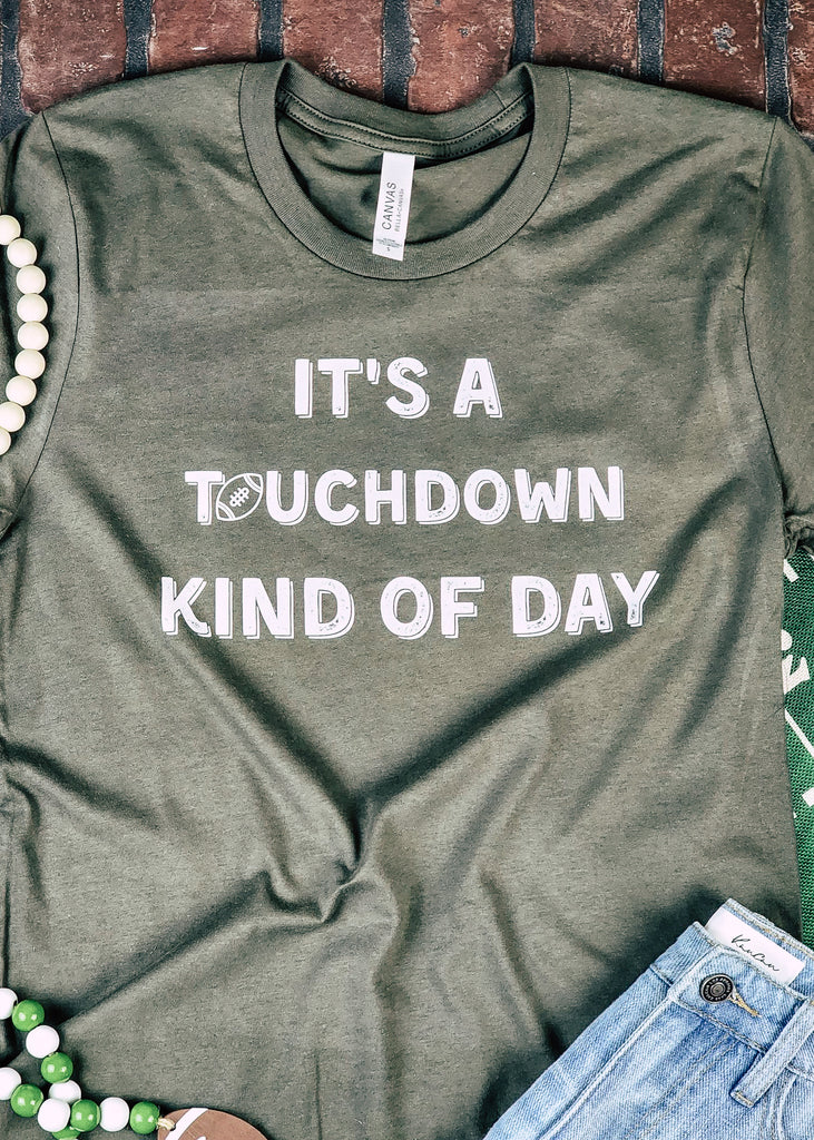 Army Green Touchdown Kind Of Day Short Sleeve Graphic Tee tcc graphic tee The Cinchy Cowgirl   