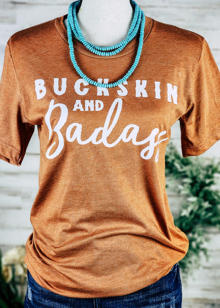 Autumn Buckskin & Badass Short Sleeve Graphic Tee tcc graphic tee The Cinchy Cowgirl   