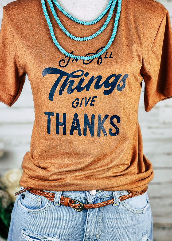Autumn Give Thanks Short Sleeve Graphic Tee tcc graphic tee The Cinchy Cowgirl   