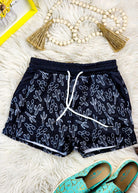 Black Cactus Drawstring Shorts drawstring shorts The Cinchy Cowgirl (YC)   