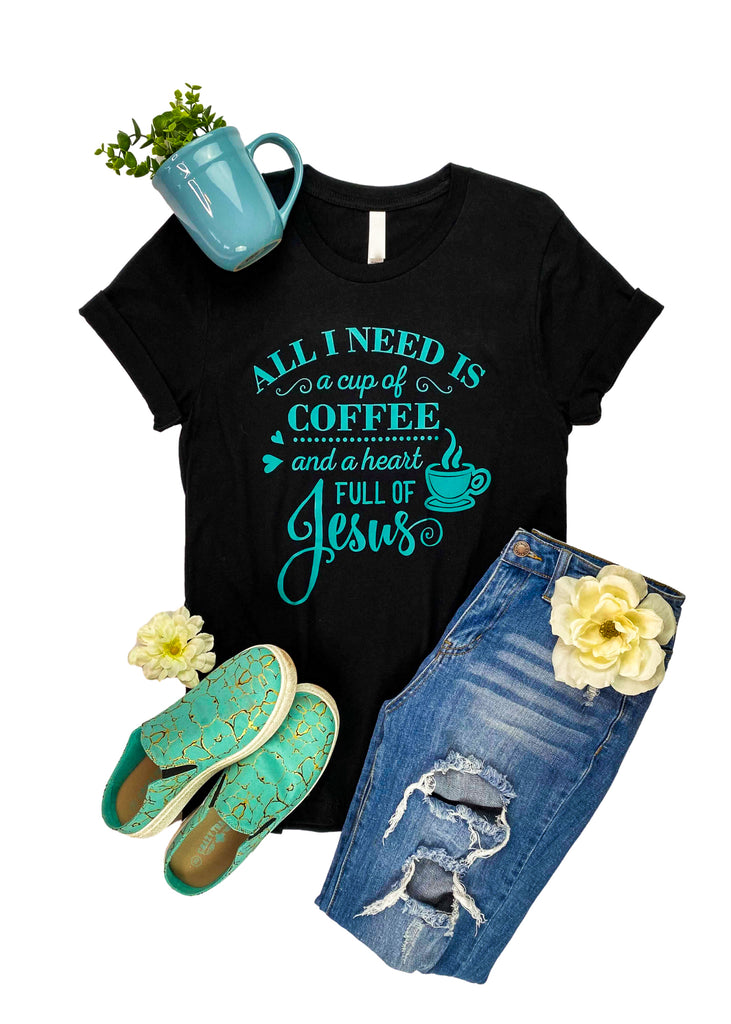 CLOSEOUT- Black Coffee & Jesus Graphic Tee tcc graphic tee The Cinchy Cowgirl   