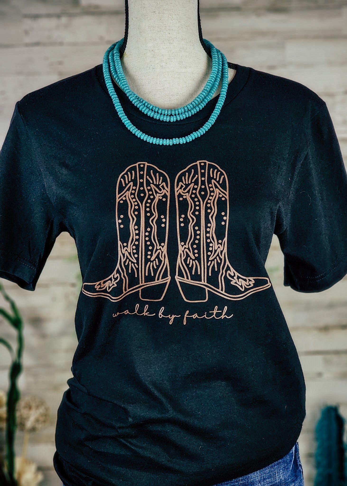 Black Walk By Faith Short Sleeve Graphic Tee tcc graphic tee The Cinchy Cowgirl   