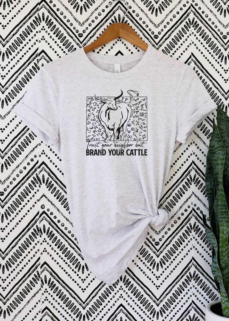 Brand Your Cattle Short Sleeve Tee [4 colors] tcc graphic tee - $19.99 The Cinchy Cowgirl Small Ash 