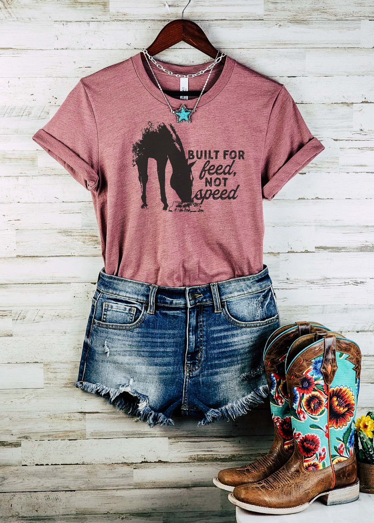 Built For Feed Not Speed Short Sleeve Tee tcc graphic tee - $19.99 The Cinchy Cowgirl Small Mauve 