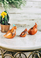 Burnt Orange Horse Hair Quail Set Horse Hair Pottery Mike Tarter   