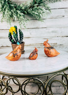 Burnt Orange Horse Hair Quail Set Horse Hair Pottery Mike Tarter   