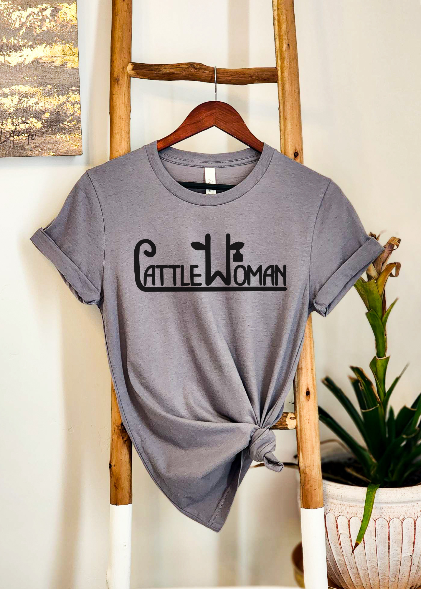 Cattle Woman Short Sleeve Tee [4 colors] tcc graphic tee - $19.99 The Cinchy Cowgirl Small Storm (Dark Gray) 