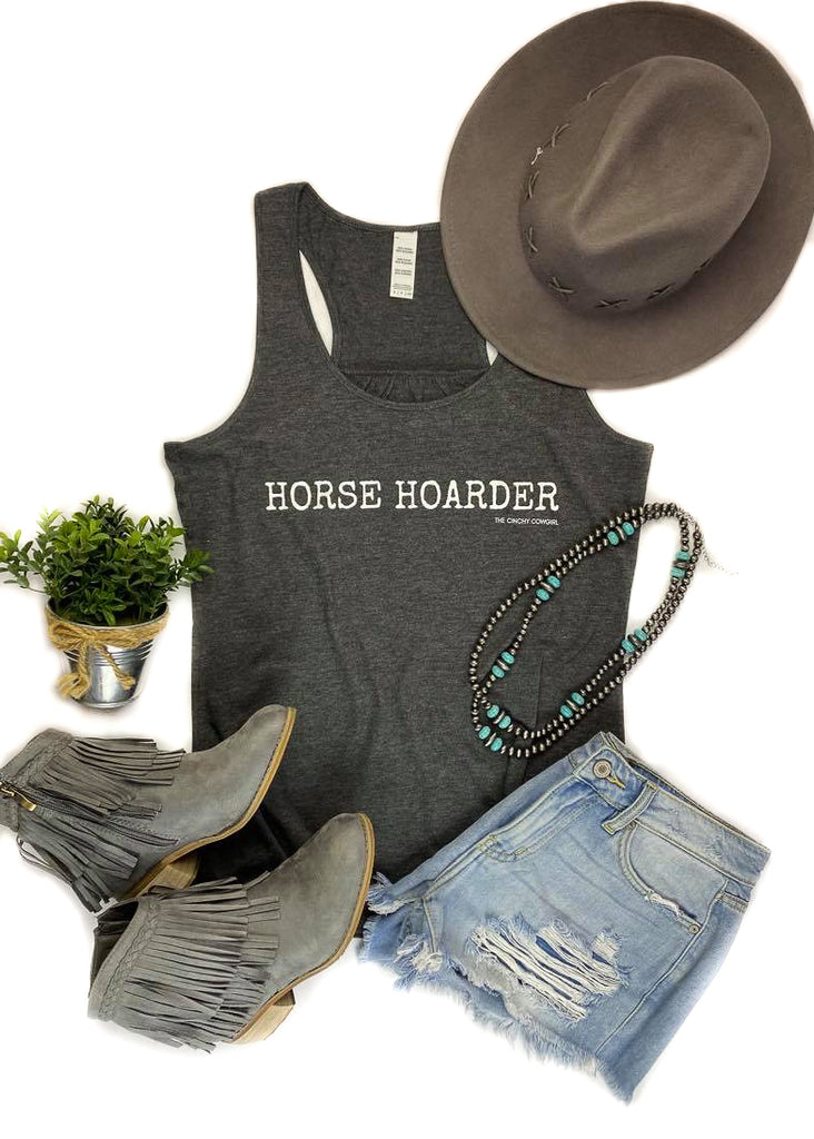 Charcoal Horse Hoarder Tank Top tcc graphic tee The Cinchy Cowgirl   