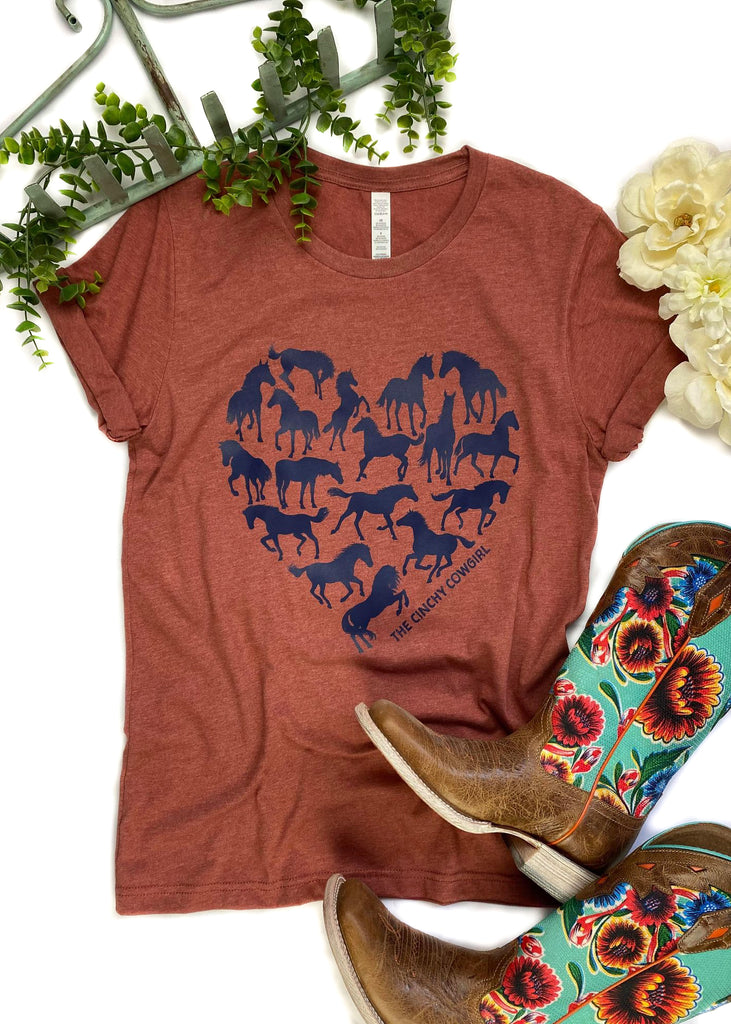 Clay Horse Heart Short Sleeve Tee tcc graphic tee The Cinchy Cowgirl   