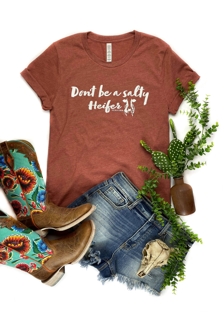 Clay Salty Heifer Short Sleeve Tee tcc graphic tee The Cinchy Cowgirl   