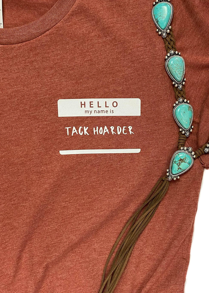 Clay Hello Tack Hoarder Side Short Sleeve Tee tcc graphic tee The Cinchy Cowgirl   