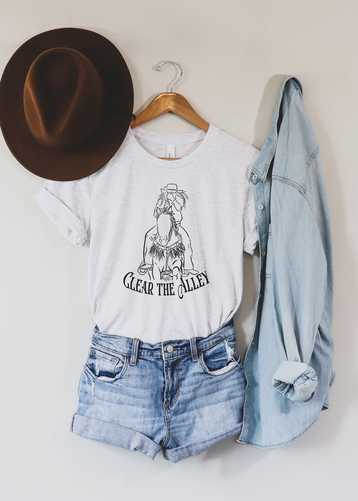 Clear The Alley Short Sleeve Tee [4 Colors] tcc graphic tee - $19.99 The Cinchy Cowgirl Small Ash 
