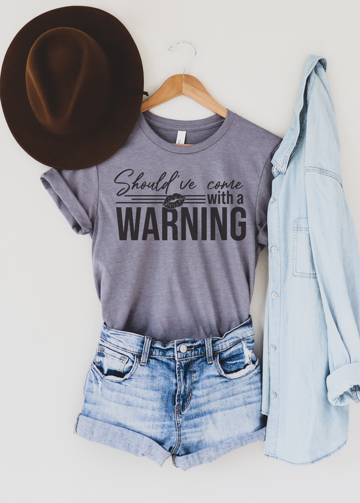 Come With A Warning Short Sleeve Tee [4 Colors] tcc graphic tee - $19.99 The Cinchy Cowgirl Small Storm 