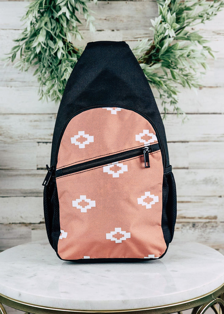 Coral Aztec Sling Handbag sling bag The Cinchy Cowgirl   