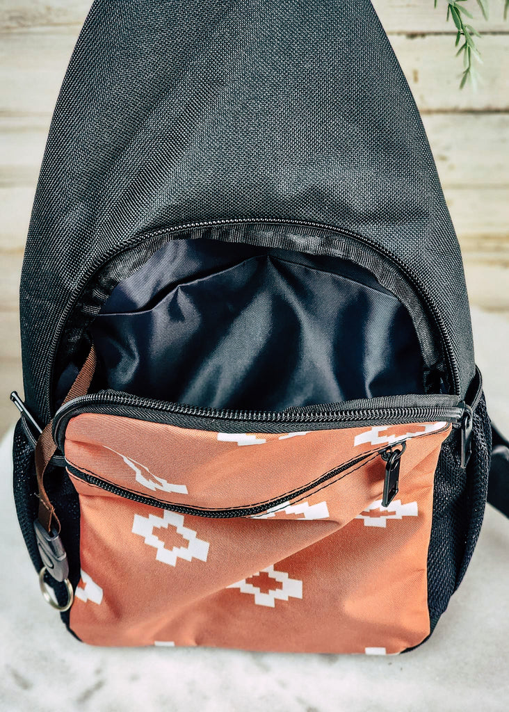 Coral Aztec Sling Handbag sling bag The Cinchy Cowgirl   