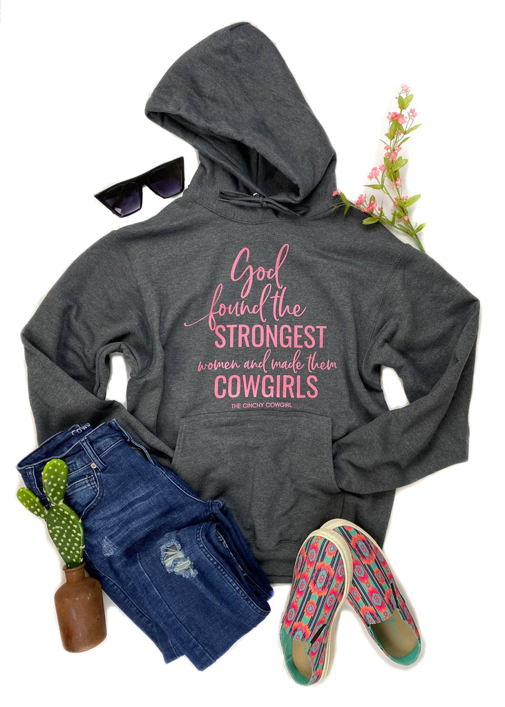 Dark Grey Strongest Women Hoodie graphic hoodie The Cinchy Cowgirl   