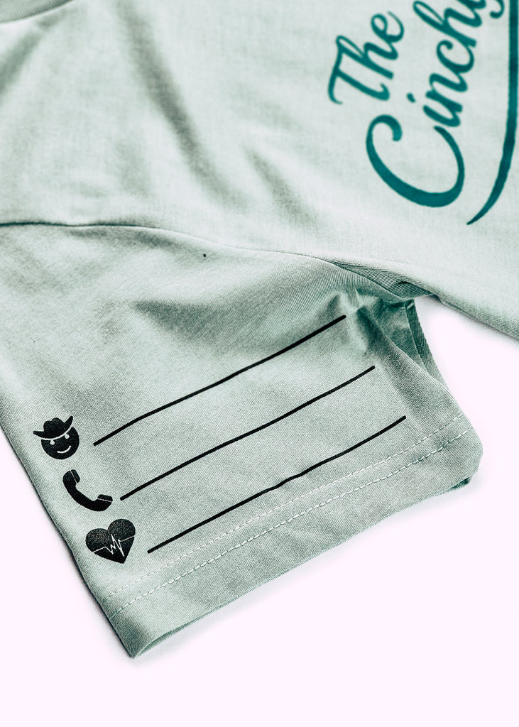 Dusty Blue Rider Information Short Sleeve Graphic Tee tcc graphic tee The Cinchy Cowgirl   