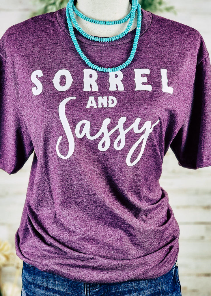 Eggplant Sorrel & Sassy Short Sleeve Graphic Tee tcc graphic tee The Cinchy Cowgirl   