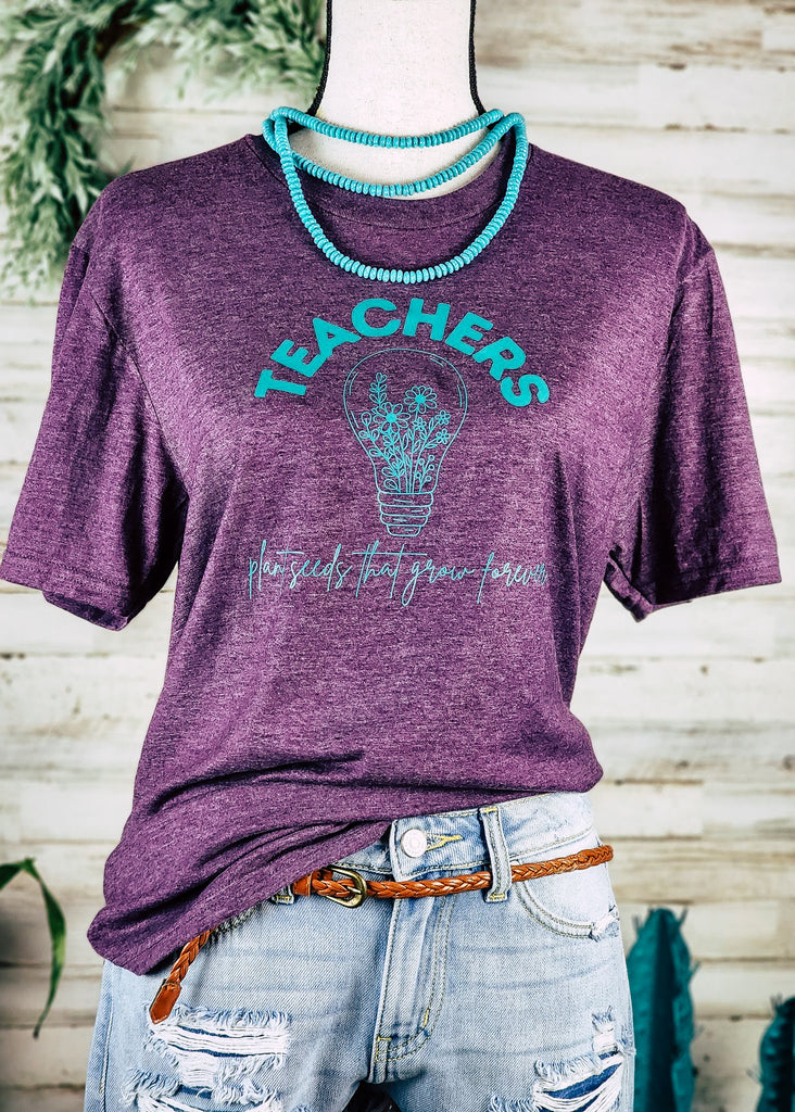 Eggplant Teachers Plant Seeds Short Sleeve Graphic Tee tcc graphic tee The Cinchy Cowgirl   