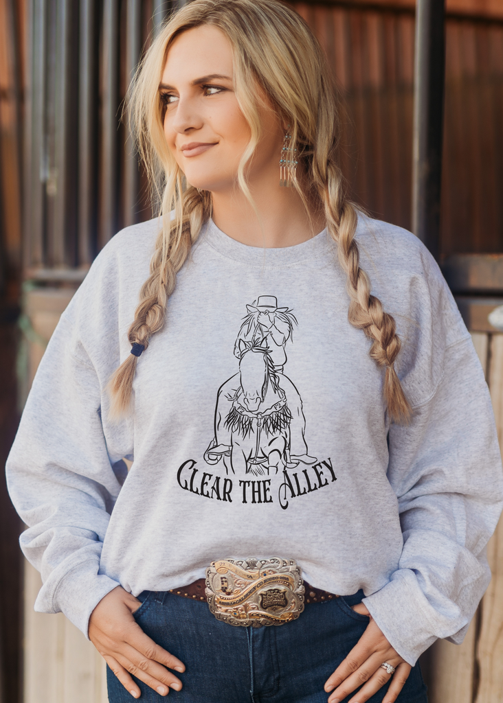 Gray Clear The Alley Crewneck Sweatshirt Pullover The Cinchy Cowgirl   