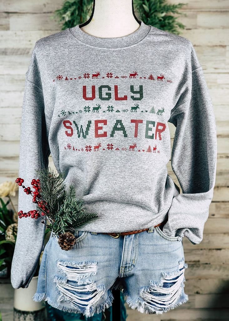 Ugly Sweater Sweatshirt- SMALL tcc graphic tee - sample small The Cinchy Cowgirl   