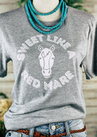 Heather Grey Sweet Like A Red Mare Short Sleeve Graphic Tee tcc graphic tee The Cinchy Cowgirl   